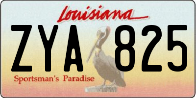 LA license plate ZYA825