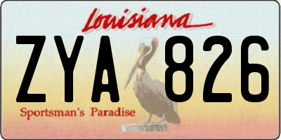 LA license plate ZYA826