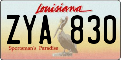 LA license plate ZYA830
