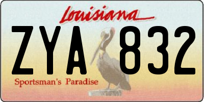 LA license plate ZYA832