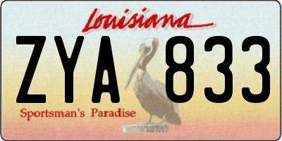 LA license plate ZYA833