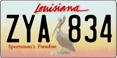 LA license plate ZYA834