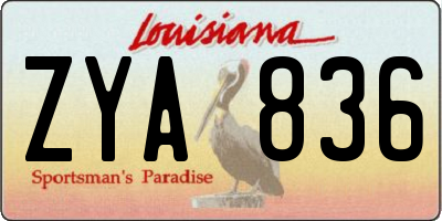LA license plate ZYA836