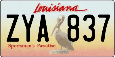 LA license plate ZYA837