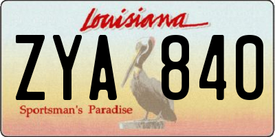 LA license plate ZYA840