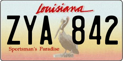 LA license plate ZYA842