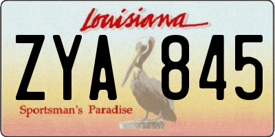 LA license plate ZYA845