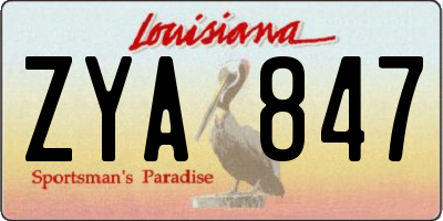 LA license plate ZYA847