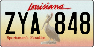 LA license plate ZYA848