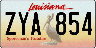LA license plate ZYA854
