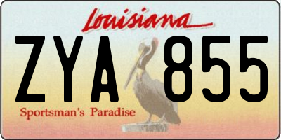 LA license plate ZYA855