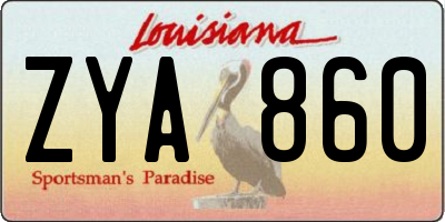 LA license plate ZYA860