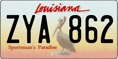 LA license plate ZYA862
