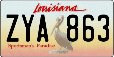 LA license plate ZYA863