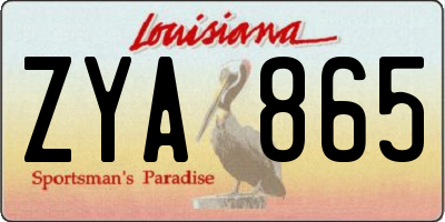 LA license plate ZYA865