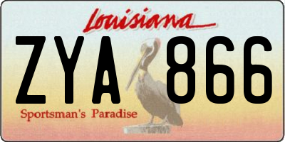 LA license plate ZYA866
