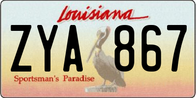 LA license plate ZYA867