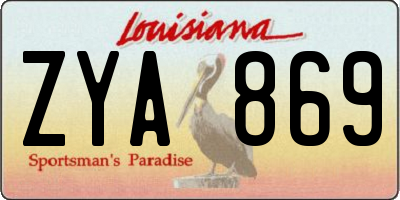 LA license plate ZYA869