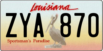 LA license plate ZYA870