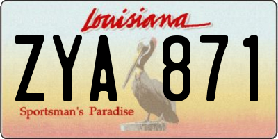 LA license plate ZYA871