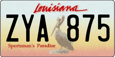 LA license plate ZYA875