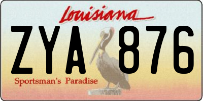 LA license plate ZYA876
