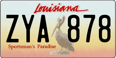 LA license plate ZYA878