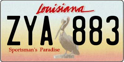 LA license plate ZYA883