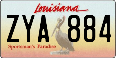 LA license plate ZYA884
