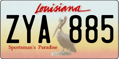 LA license plate ZYA885