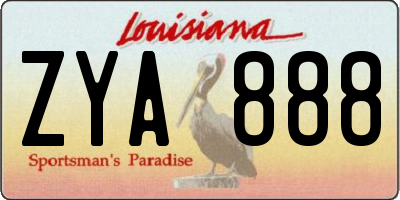 LA license plate ZYA888