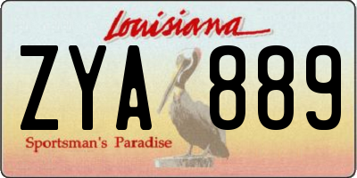 LA license plate ZYA889