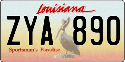LA license plate ZYA890