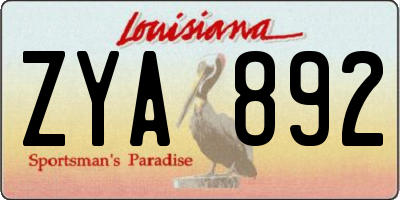 LA license plate ZYA892