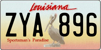 LA license plate ZYA896