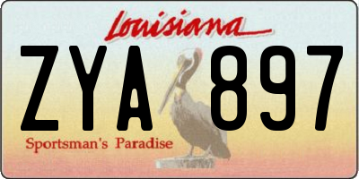 LA license plate ZYA897