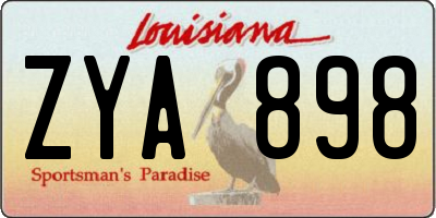 LA license plate ZYA898