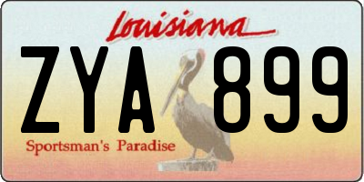 LA license plate ZYA899