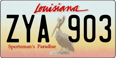 LA license plate ZYA903