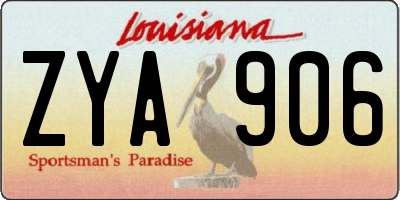 LA license plate ZYA906