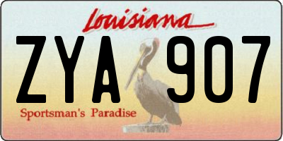 LA license plate ZYA907