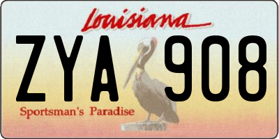 LA license plate ZYA908