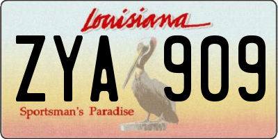 LA license plate ZYA909