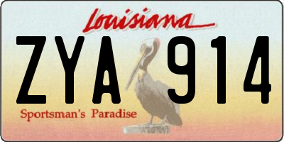 LA license plate ZYA914