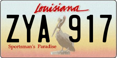 LA license plate ZYA917