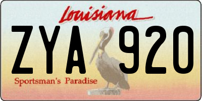 LA license plate ZYA920