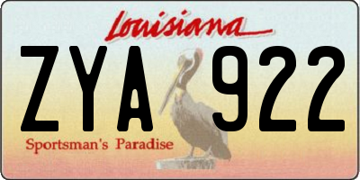 LA license plate ZYA922