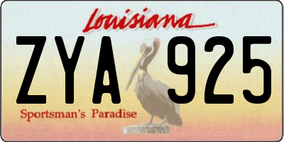 LA license plate ZYA925