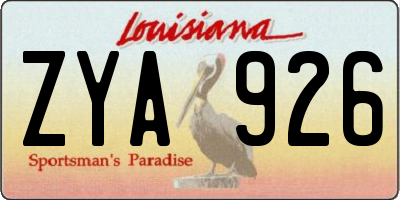 LA license plate ZYA926