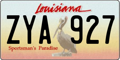 LA license plate ZYA927